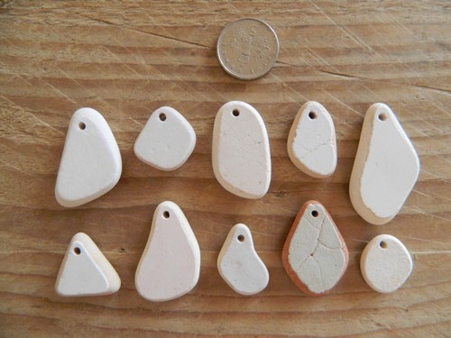 Top drilled sea pottery - 10,