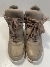Ash Limited 40 Wedge Sneaker Beige Leather Hi-Top Heel Basketball Diva Celebrity