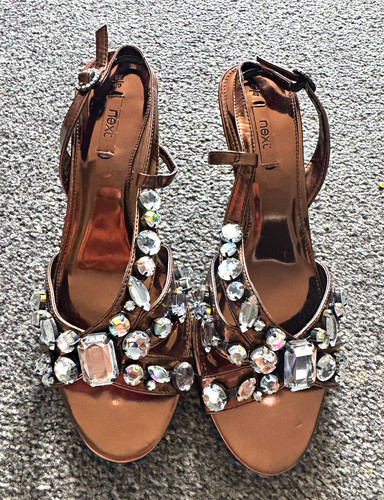 Next bronze strappy rhinestone - bronze,