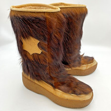 Italian Tatra goat Fur Après Yeti Ski shearling winter Boots 29.5cm     B14
