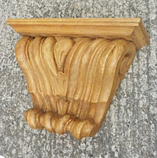 Carved Wood Architectural Corbel - Extra Wide Pre Polished Shabby Chic - PNP767