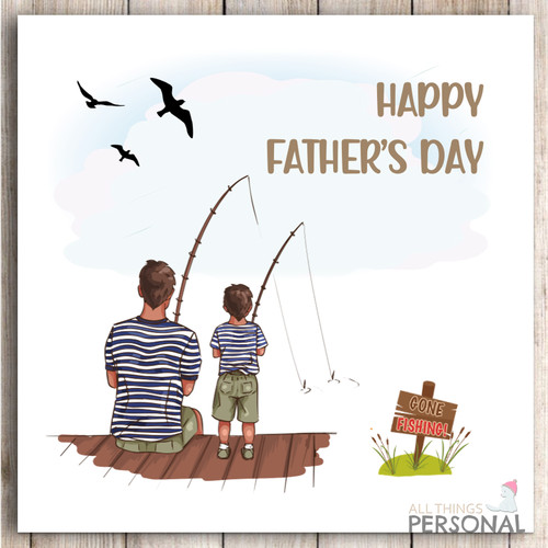 Fishing fathers day card - fathers,