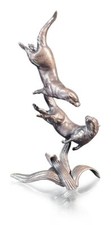 Otter Pair Bronze Miniature
