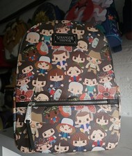 Loungefly Stranger Things Brown AOP Mini Backpack New Without Tags