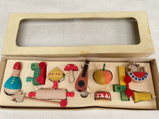 Set 12 German Erzgebirge Vintage Christmas Wooden Toy Tree Decorations in Box
