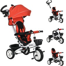 HOMCOM 6 in 1 Trike for Toddler 1-5 Years with Parent Handle, Red