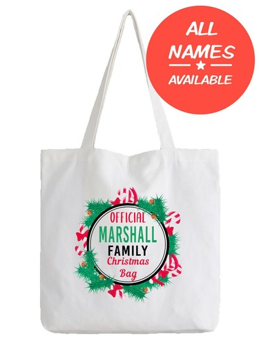 Christmas surname tote - surname, bag