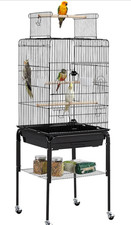 Yaheetech Parrot Cage Bird Cage Open Play Top, Cage with Detachable Stand