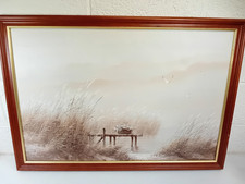 Signed Original Paint on Canvas Riverbank Scene (Framed) 70 x 100cm