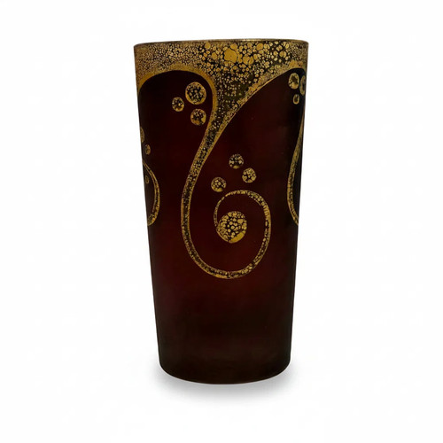 Glass vase oval wine - vase, red