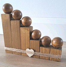 HANDMADE FAMILY of 6 WOODEN FIGURES ORNAMENT Light Or Dark Head Tone Choice