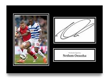 Nedum Onuoha Signed A4 Photo Autograph Card QPR Gift Memorabilia Display + COA