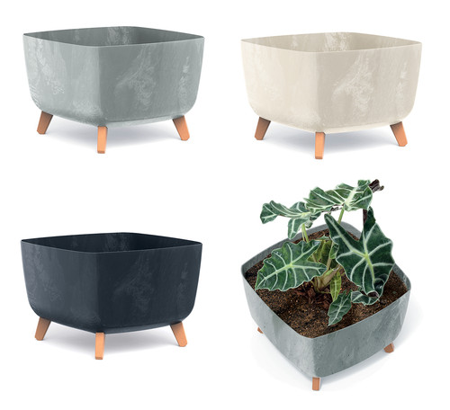 Low planter flower pot with - low,
