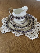 Aynsley Cake & Side Plates Milk Jug Saucers A3650 Gold Cobalt c1930s