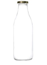 Milk Bottles Glass Retro Gold Lid Airtight 1Litre Bottle Liquid Flowers Decor