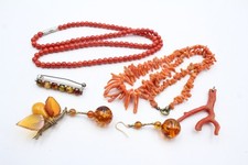 Coral Amber Jewellery Antique Branch Butterscotch Baltic Copal x 6