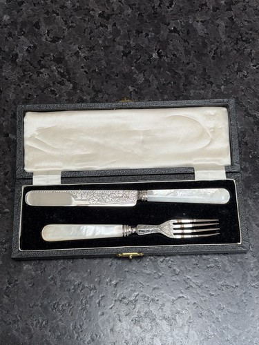 Antique boxed silver knife - boxed, and