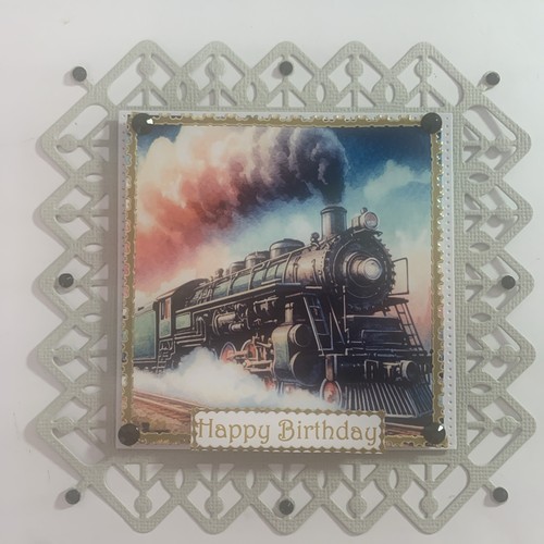 Train birthday card topper - train,