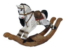 Dolls House White Rocking Horse Old Fashioned Nursery Toy Shop Accessory