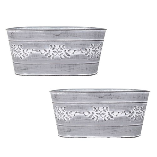 Grey tin trough - grey, pair