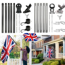 6FT Wall Mounted Mount Telescopic Flag Pole Top Ball Stainless Steel Flagpole