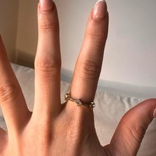 vintage skinny gold 3 diamante ring