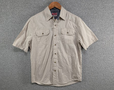 WRANGLER Premium Workwear Men's Safari Beige Twill Outdoor Button Shirt S