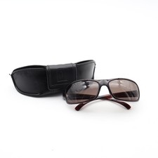 POLICE Men's Wrap Sunglasses Brown Tinted Lenses Brown Plastic Frame w/ Case