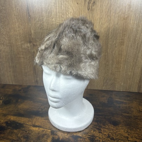 Vintage trapper hat brown fur - trapper,