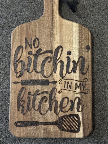 Hand burnt pyrography chopping - burnt,