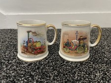 2 VINTAGE OLD FOLEY ROTARY CULTIVATOR -JAMES KENT MUGS  9 CM H - VGC