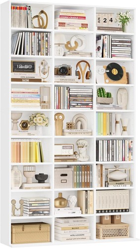 White 190cm tall bookcase - white,