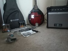 Vangoa A Style Mandolin Acoustic Electric Instrument Red Sunburst Mahogany NEW!