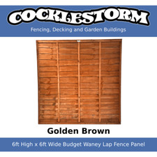 6ft High x 6ft Wide Golden Brown Fence Panel - Free Delivery Within 70 Miles