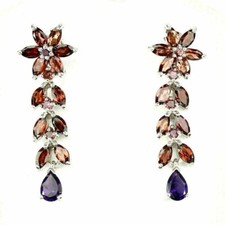 Silver Earrings Garnet