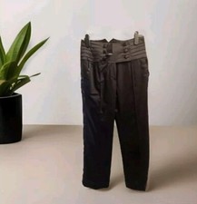 Next Size 12 Long Stretchy Black Tuxedo High Waist Suit Trousers, W 31",L34" New