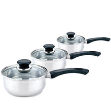 Sabichi Day To Day 3pc Pan Set, 14/16/18cm Stainless Steel Pans, Dishwasher Safe