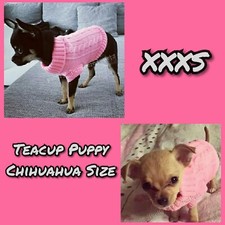 XXXS Teacup Chihuahua Puppy Tiny Size Pink Knit Clothes Pet jumper XXXS Kitten