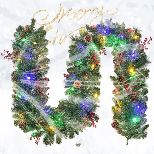 9ft lighted christmas garland - lighted,