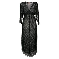 Missoni Mare Black Crochet Knit Kaftan Maxi Cover Up Dress - Size 14 16 IT 48