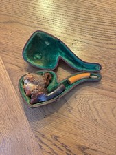 Vintage Meerschaum Pipe, Ladies Head In Original Box.  Parts Missing