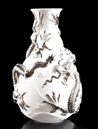 Lladro dragon vase silver - vase,