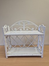 Vintage White Wicker Rattan Cane Bamboo Wall Hanging Shelving