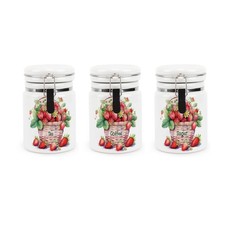 Ceramic Clip-Lid Strawberry Basket Canisters - Tea, Coffee & Sugar Storage Jars