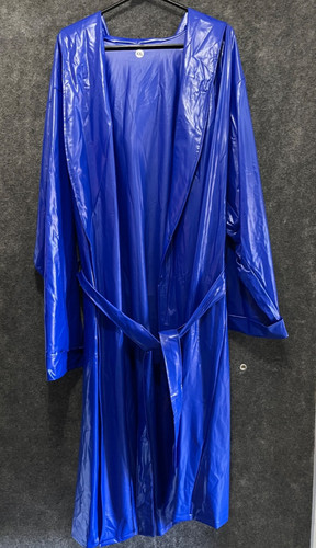 Long blue hooded pvc - hooded,