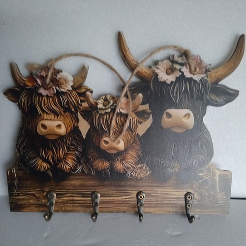 Wooden highland cow - highland, holder