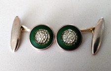 Art Deco CATSEYE Cufflinks green celluloid gold & silver 1920s 1930s