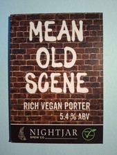 NIGHTJAR brewery MEAN OLD SCENE real ale beer pump clip badge front Yorkshire