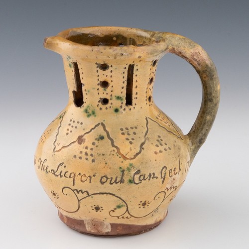 Slipware puzzle jug dated - jug,