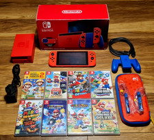 Nintendo Switch 32GB Mario Red & Blue Edition with 8 Mario Games and 128GB CARD